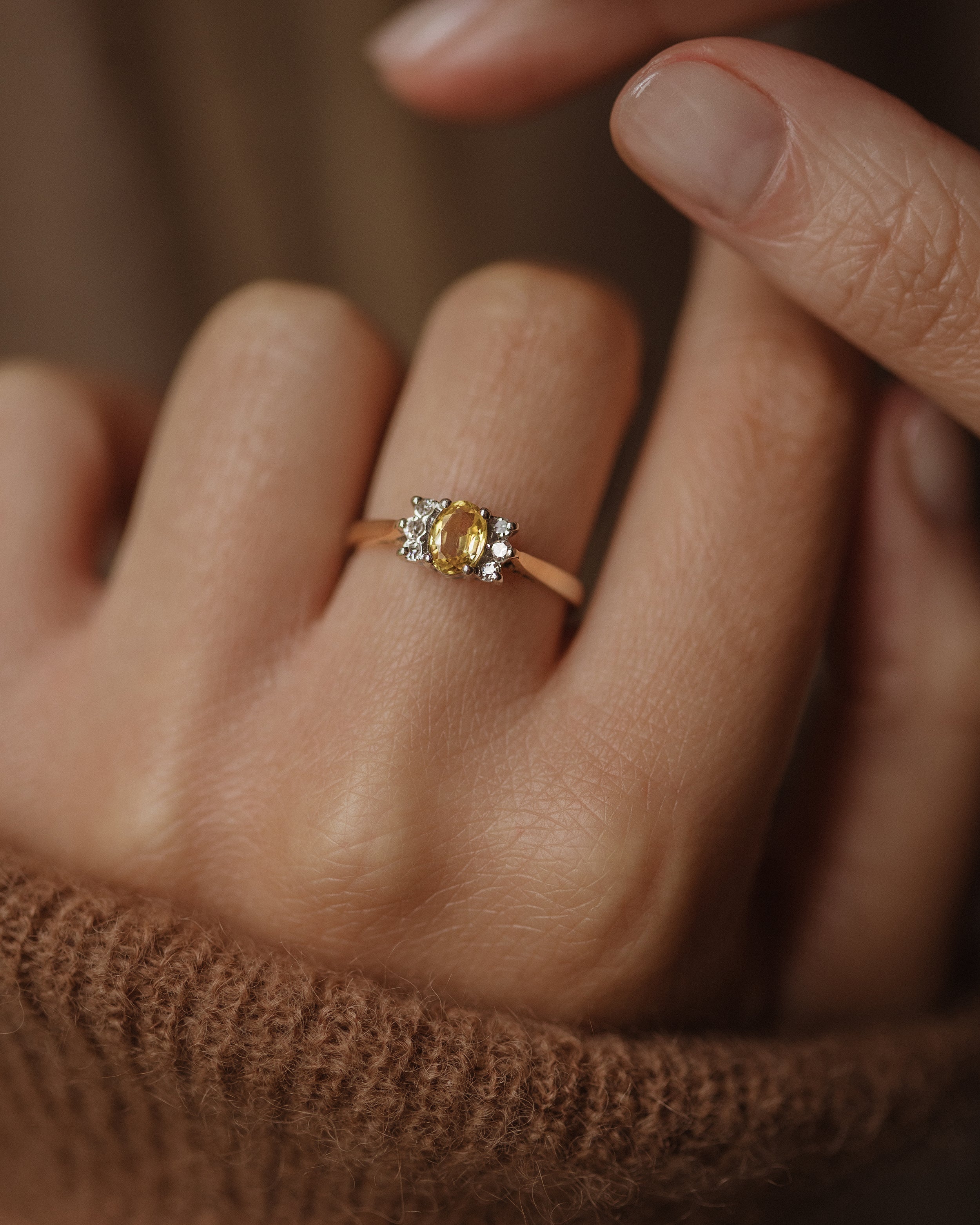 Image of Coreen Vintage 9ct Gold Yellow Sapphire & Diamond Ring