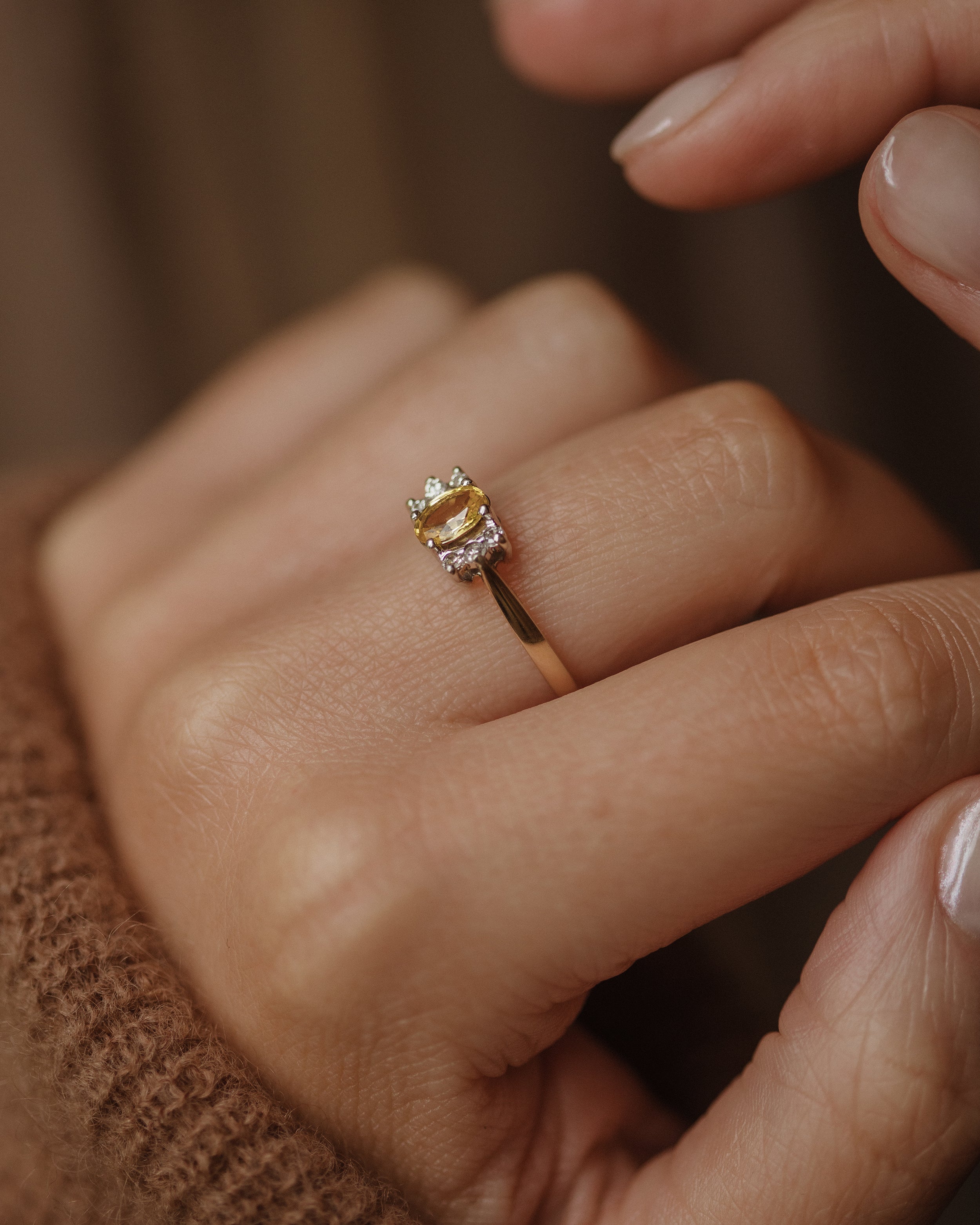 Coreen Vintage 9ct Gold Yellow Sapphire & Diamond Ring