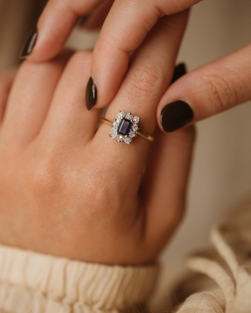 Charlotte Vintage 10ct Gold Sapphire & Diamond Ring