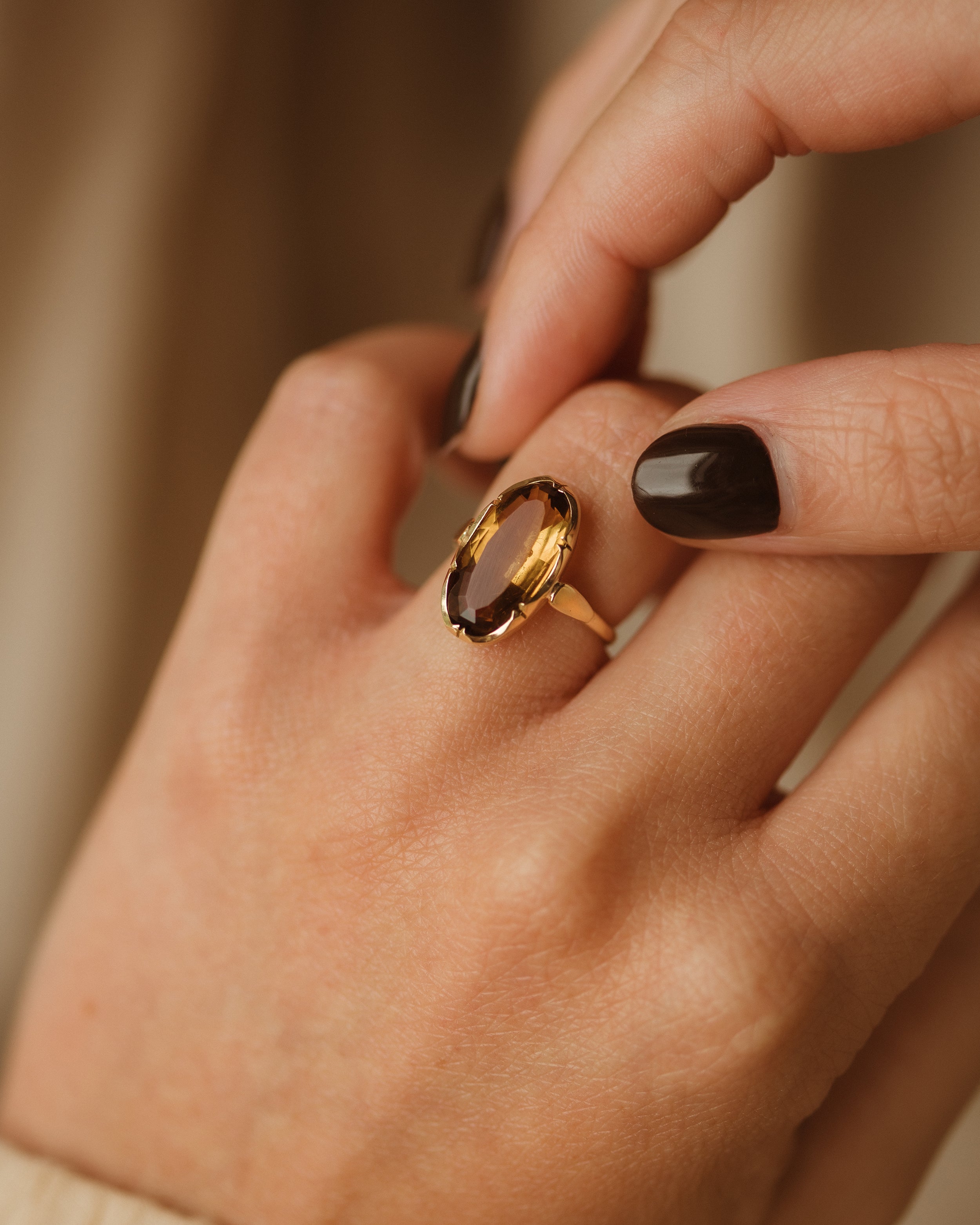 Jean Vintage 9ct Gold Smoky Quartz Ring