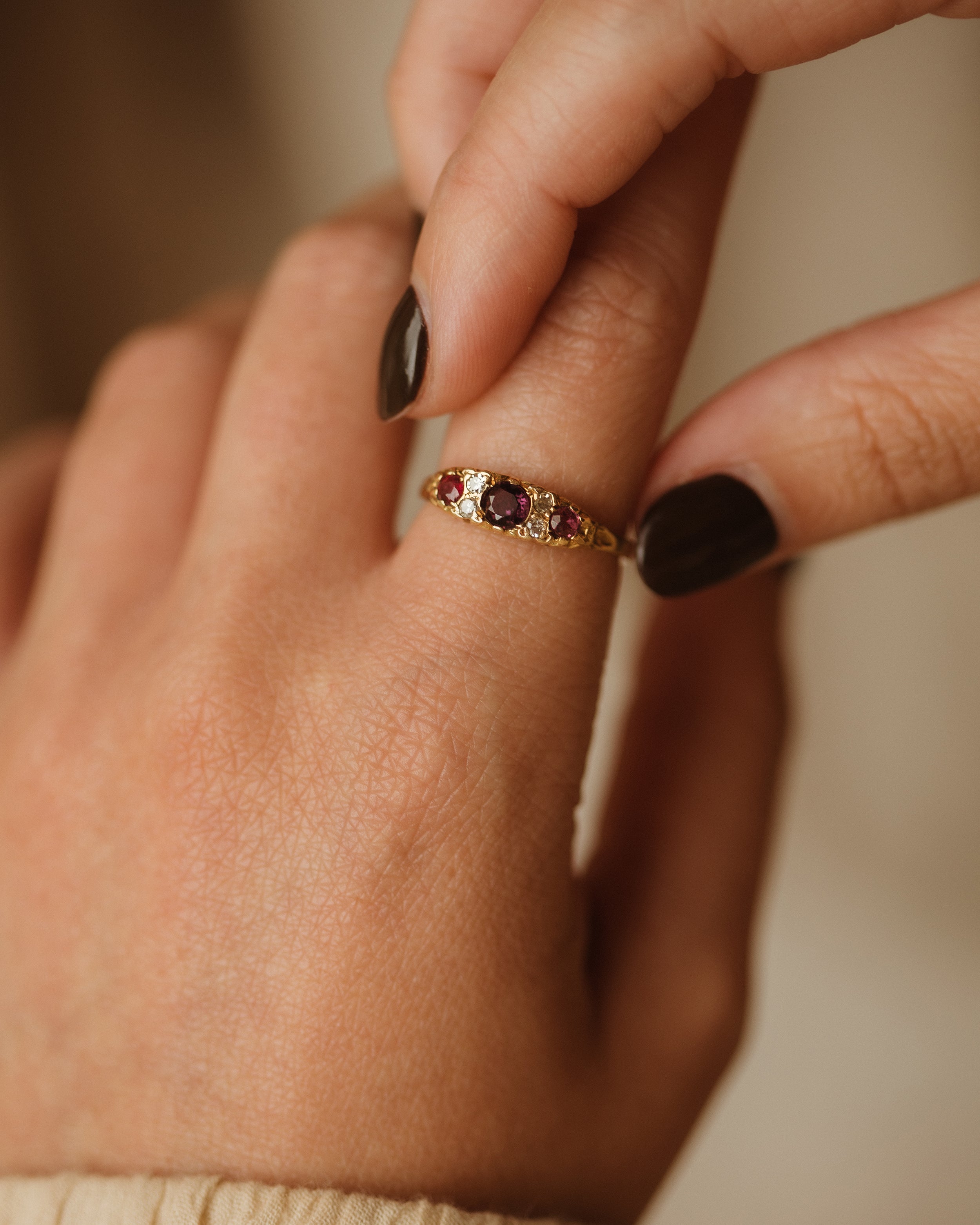 Image of Theodora 1975 18ct Gold Ruby & Diamond Ring