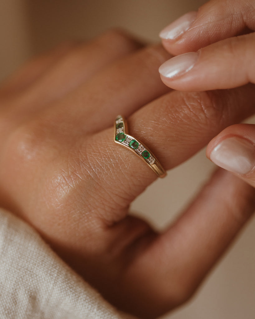 Emerald sales wishbone ring