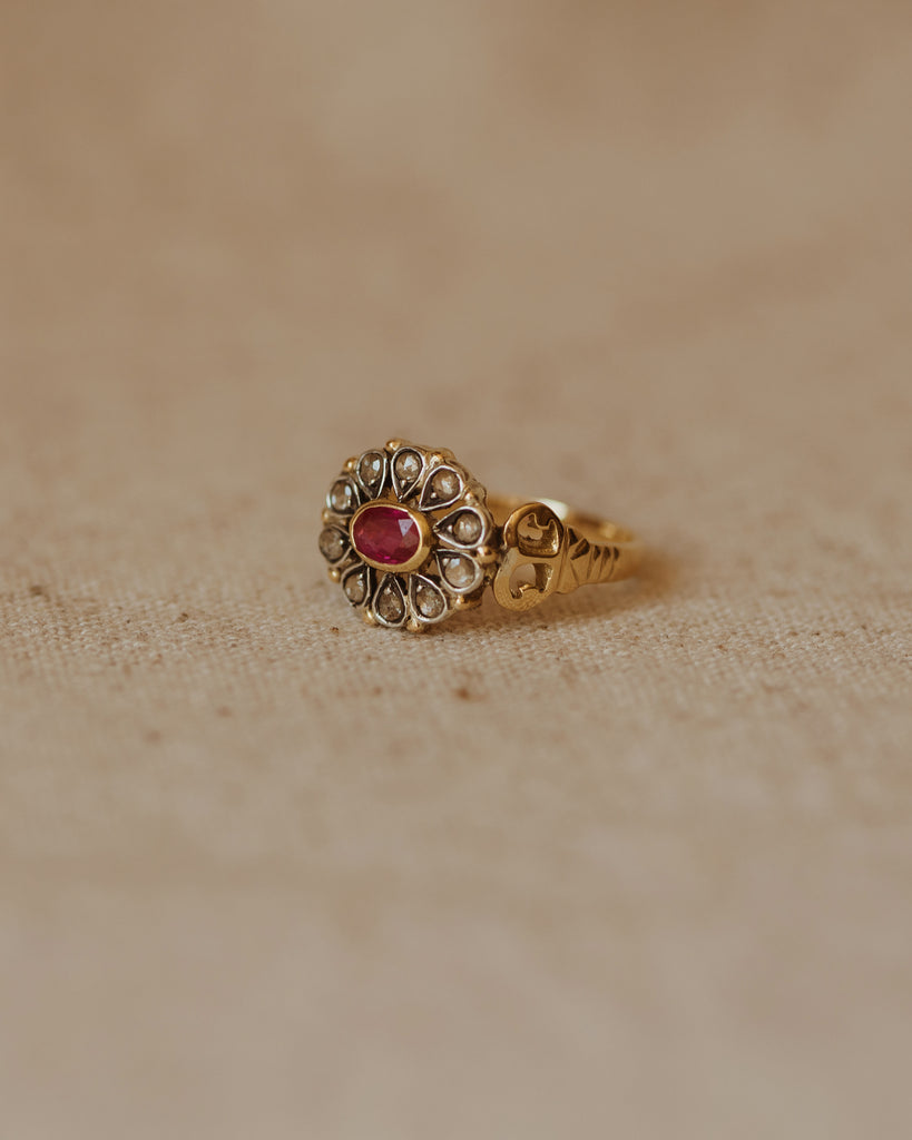 Juniper Antique 18ct Gold Ruby & Diamond Ring