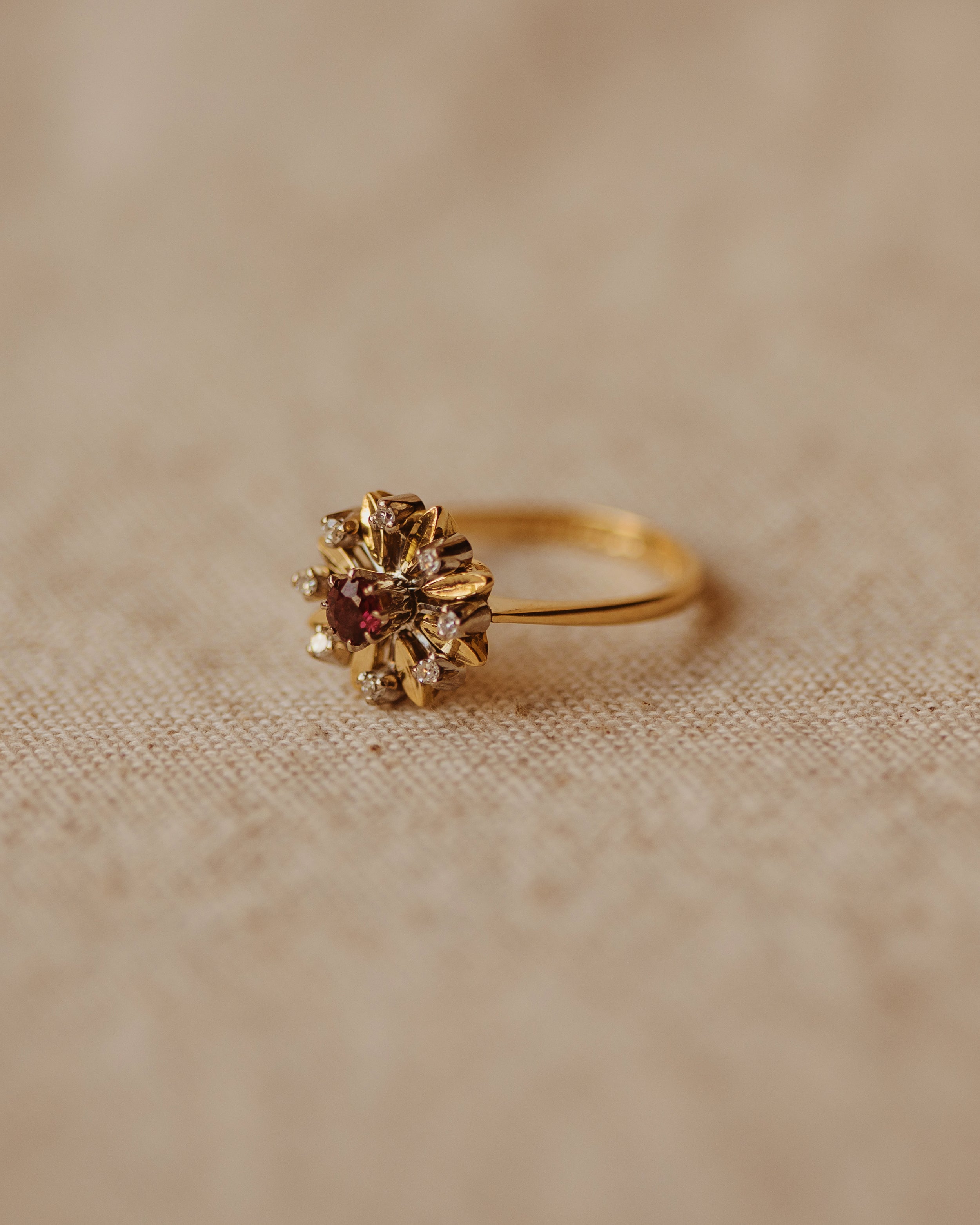 Ottilie 1978 18ct Gold Ruby & Diamond Cluster Ring