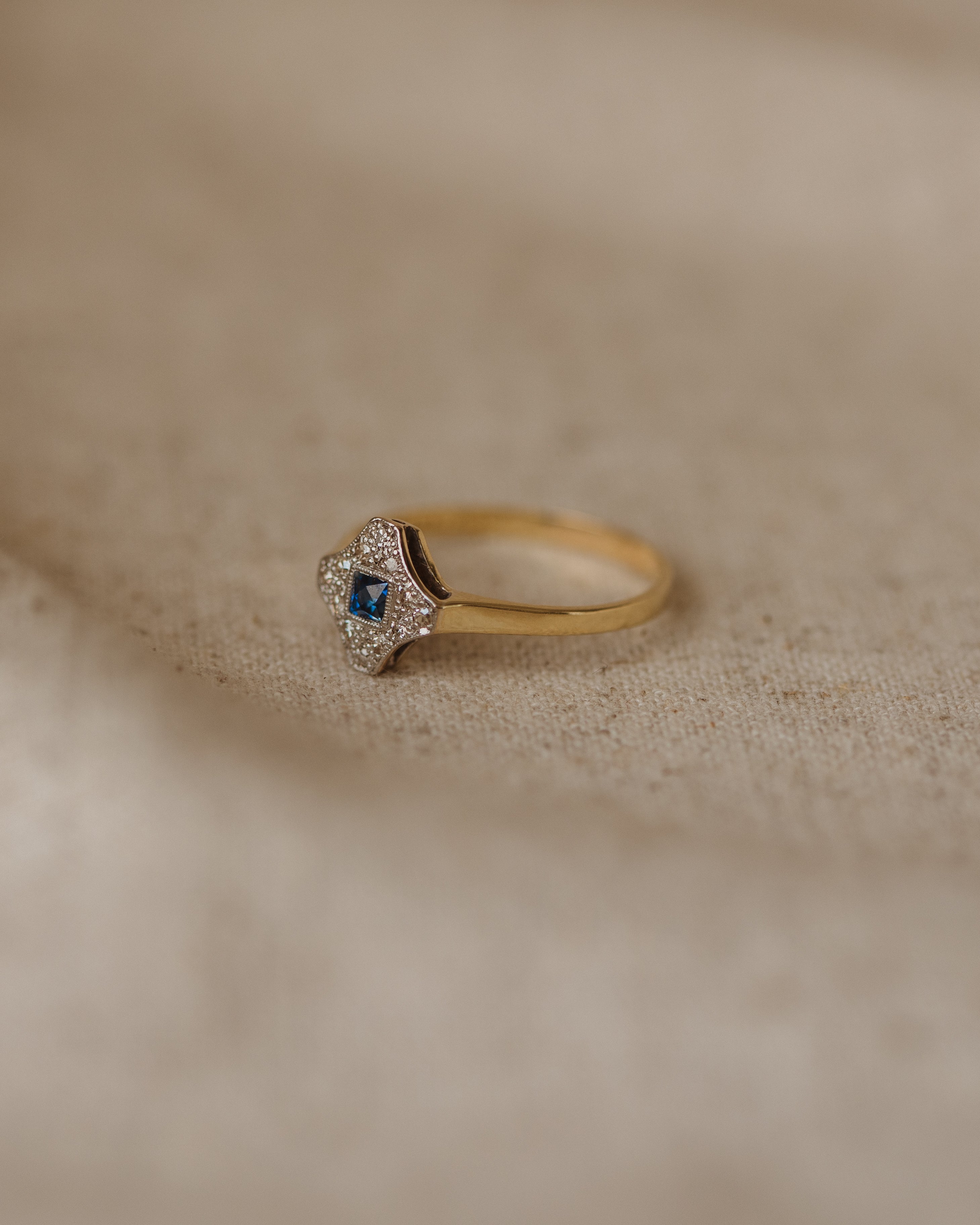 Gussie Antique Art Deco 18ct Gold Sapphire & Diamond Ring