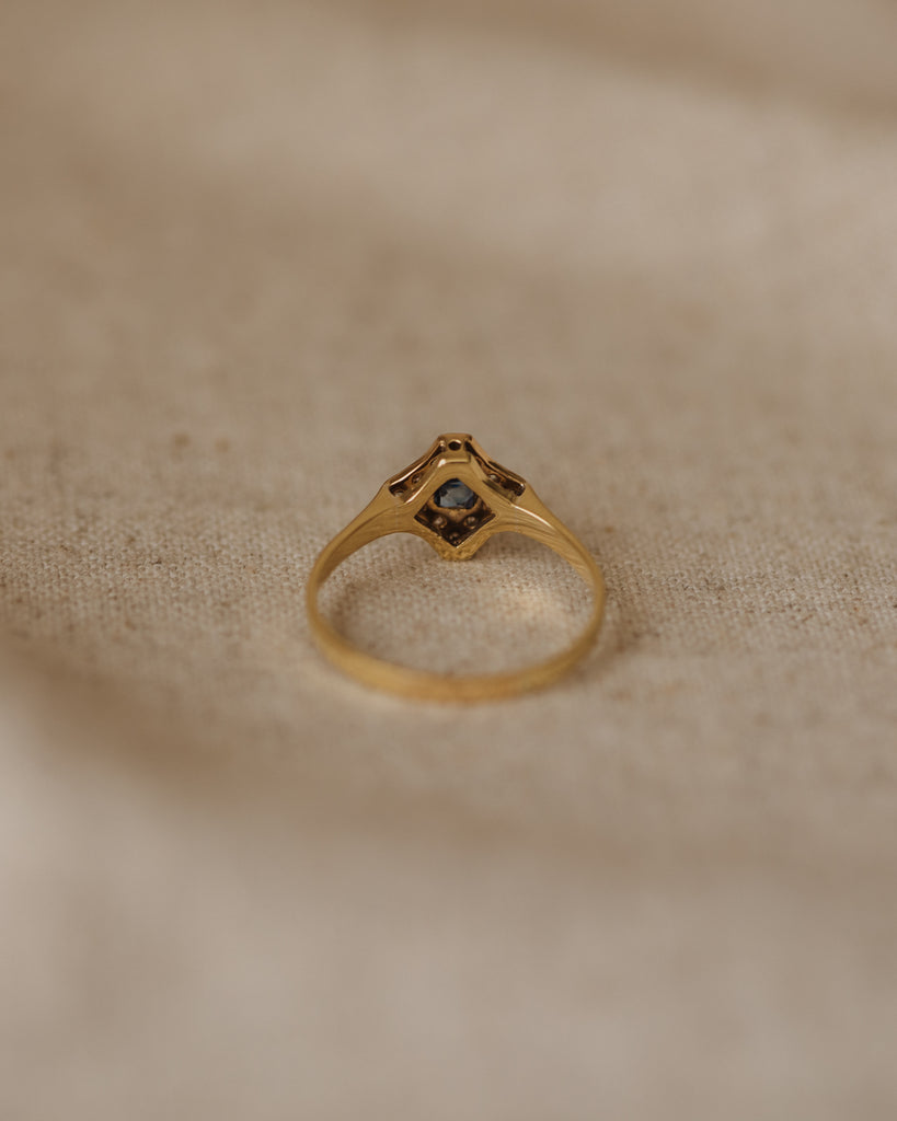 Gussie Antique Art Deco 18ct Gold Sapphire & Diamond Ring