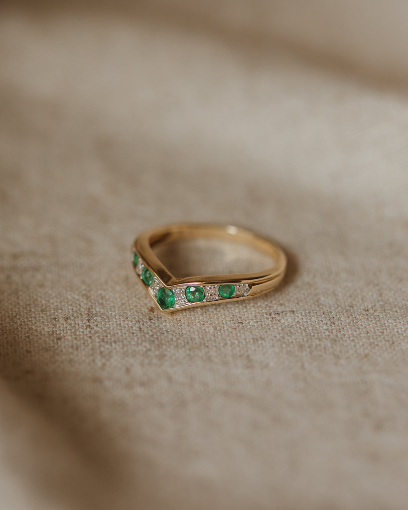 Emerald on sale wishbone ring