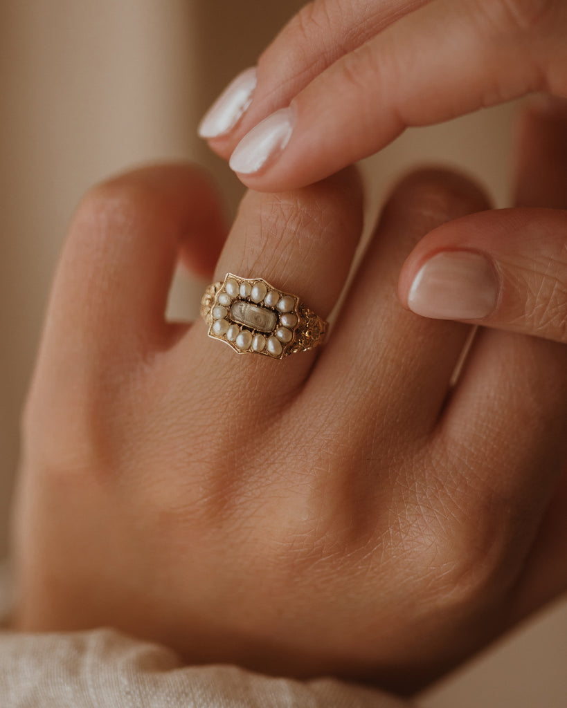 Maeve Antique 18ct Gold Victorian Pearl Mourning Ring