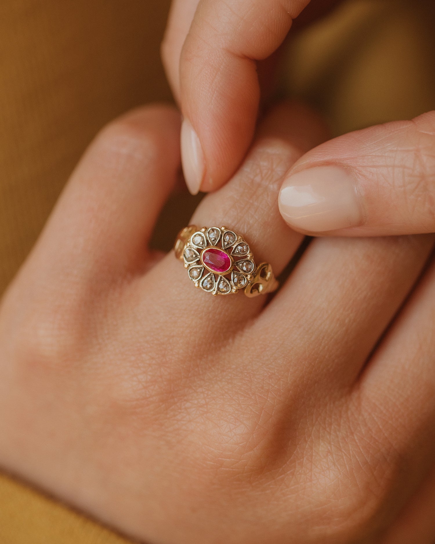 Juniper Antique 18ct Gold Ruby & Diamond Ring