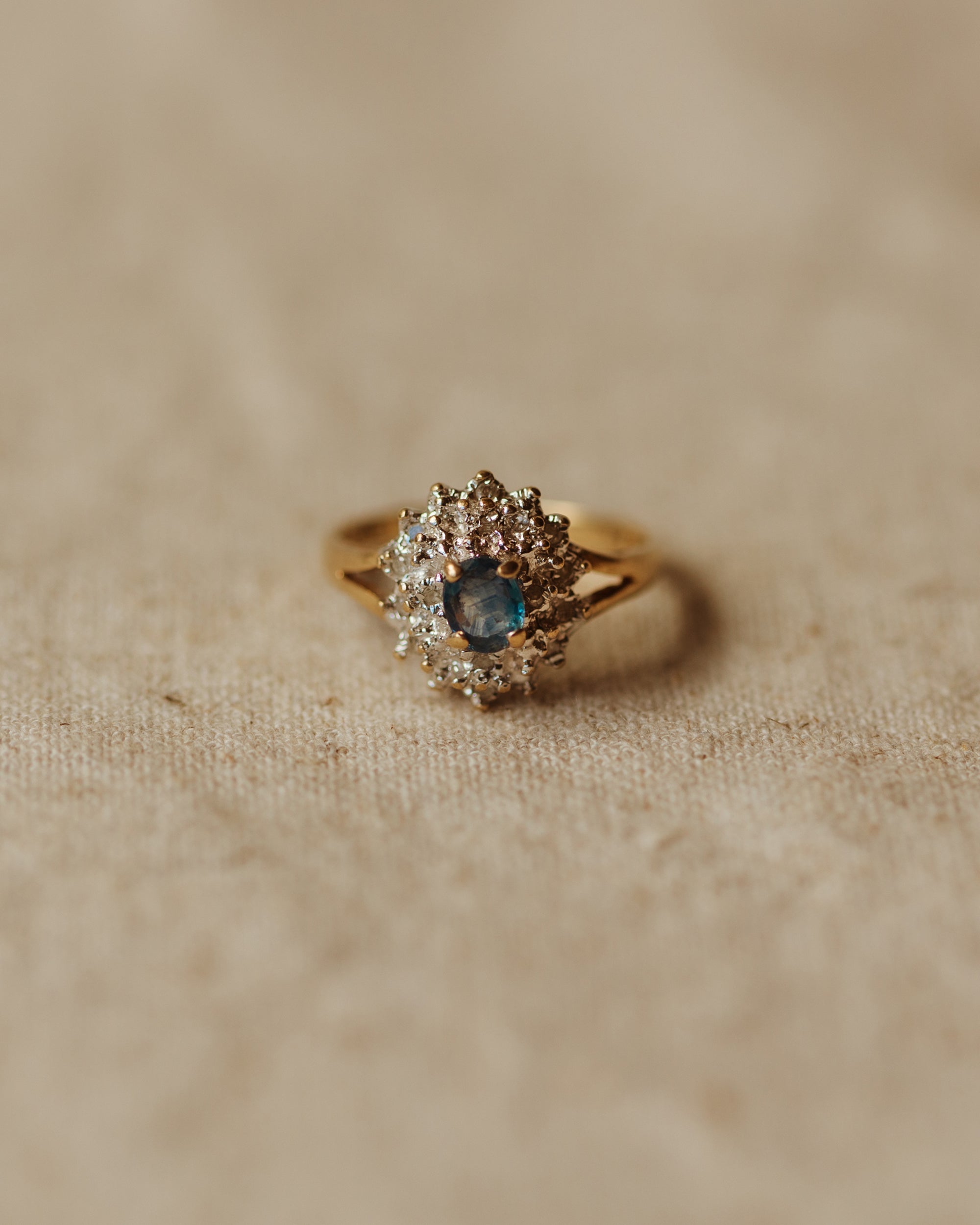 Colette Vintage 9ct Gold Blue Topaz & Diamond Ring