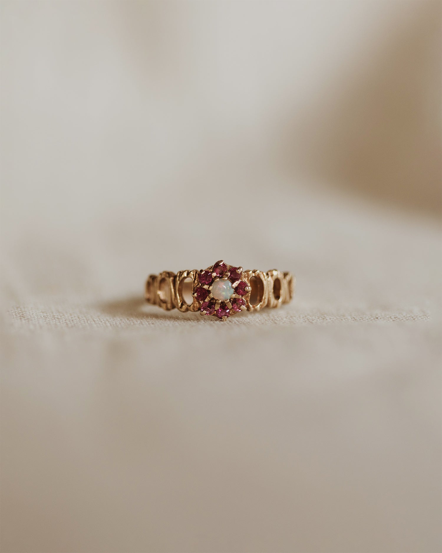 Image of Dorothy 9ct Gold Opal & Ruby Ring