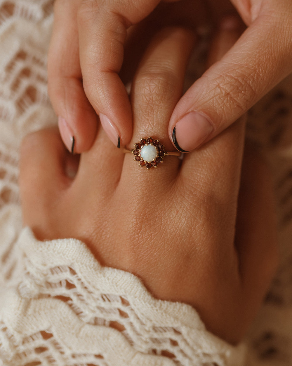 Anise 9ct Gold Opal & Garnet Ring