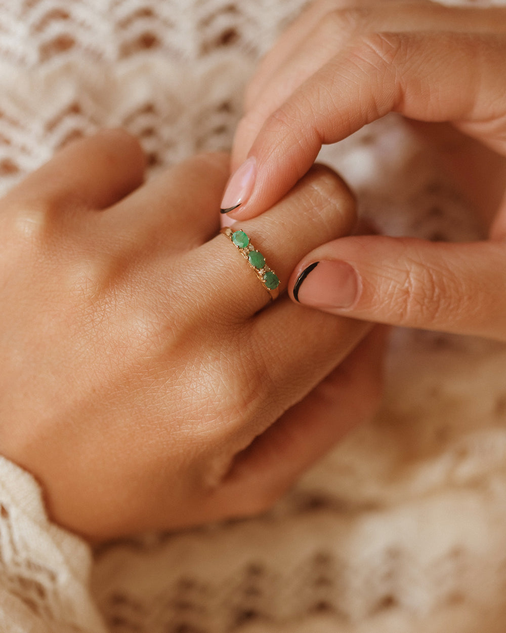 Cicely 10ct Gold Emerald & Diamond Ring