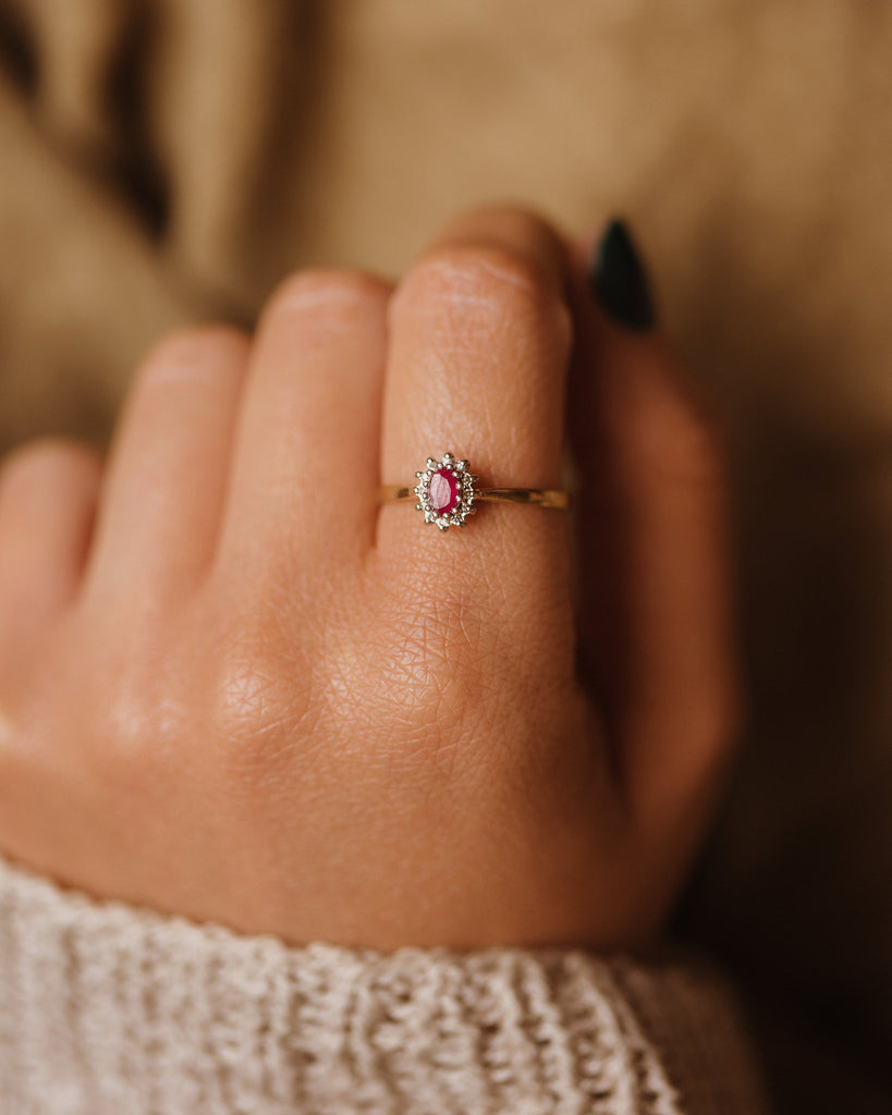 Therese Vintage 9ct Gold Ruby & Diamond Ring