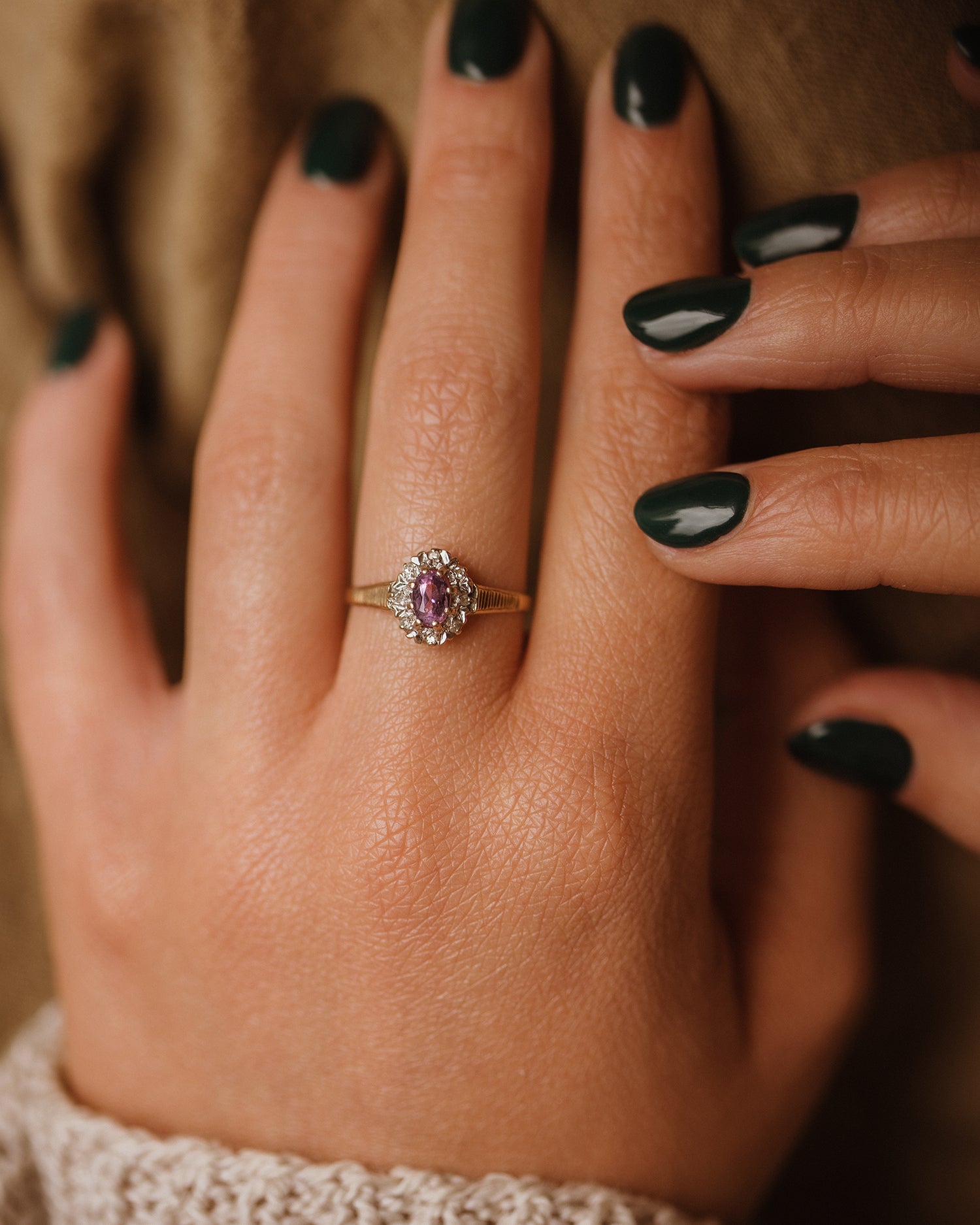 Eugenie 1978 9ct Gold Amethyst & Diamond Ring