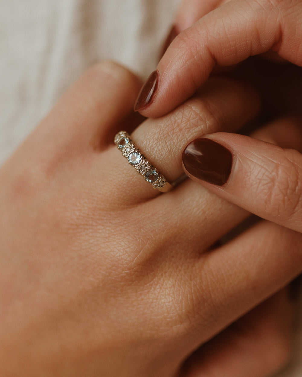 Aubrey 9ct Gold Aquamarine & Diamond Ring