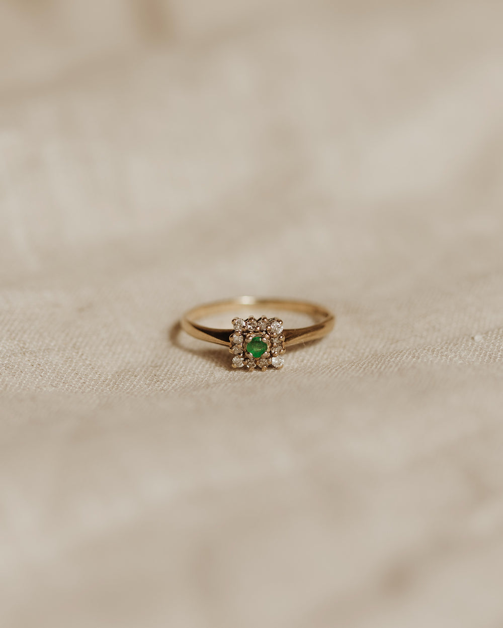 Iris 9ct Gold Emerald & Diamond Ring