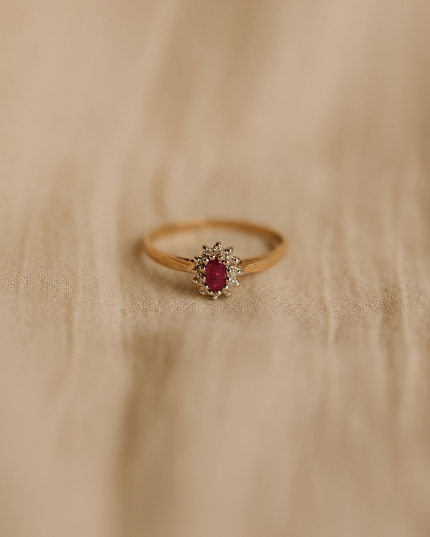 Therese Vintage 9ct Gold Ruby & Diamond Ring